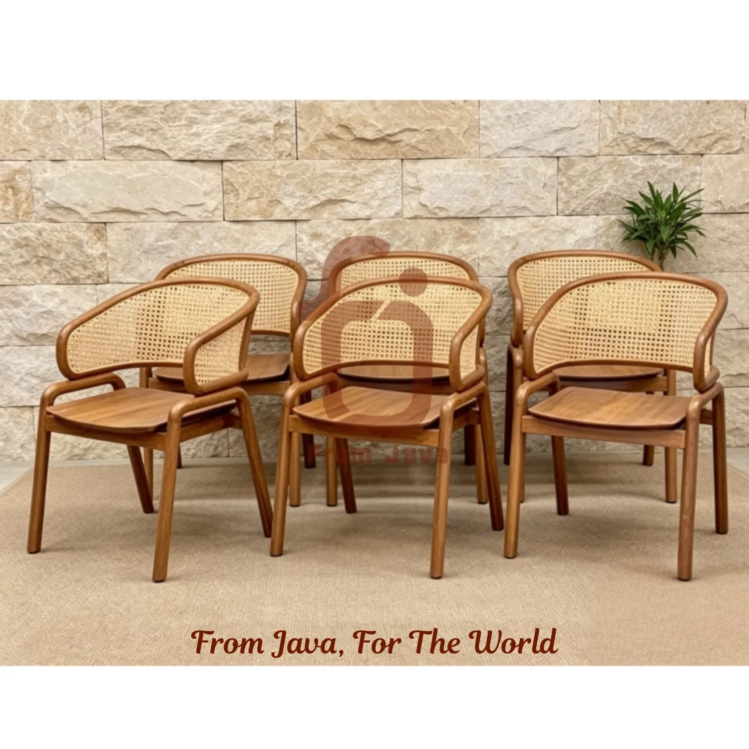Teak Wood & Rattan Dining Chair