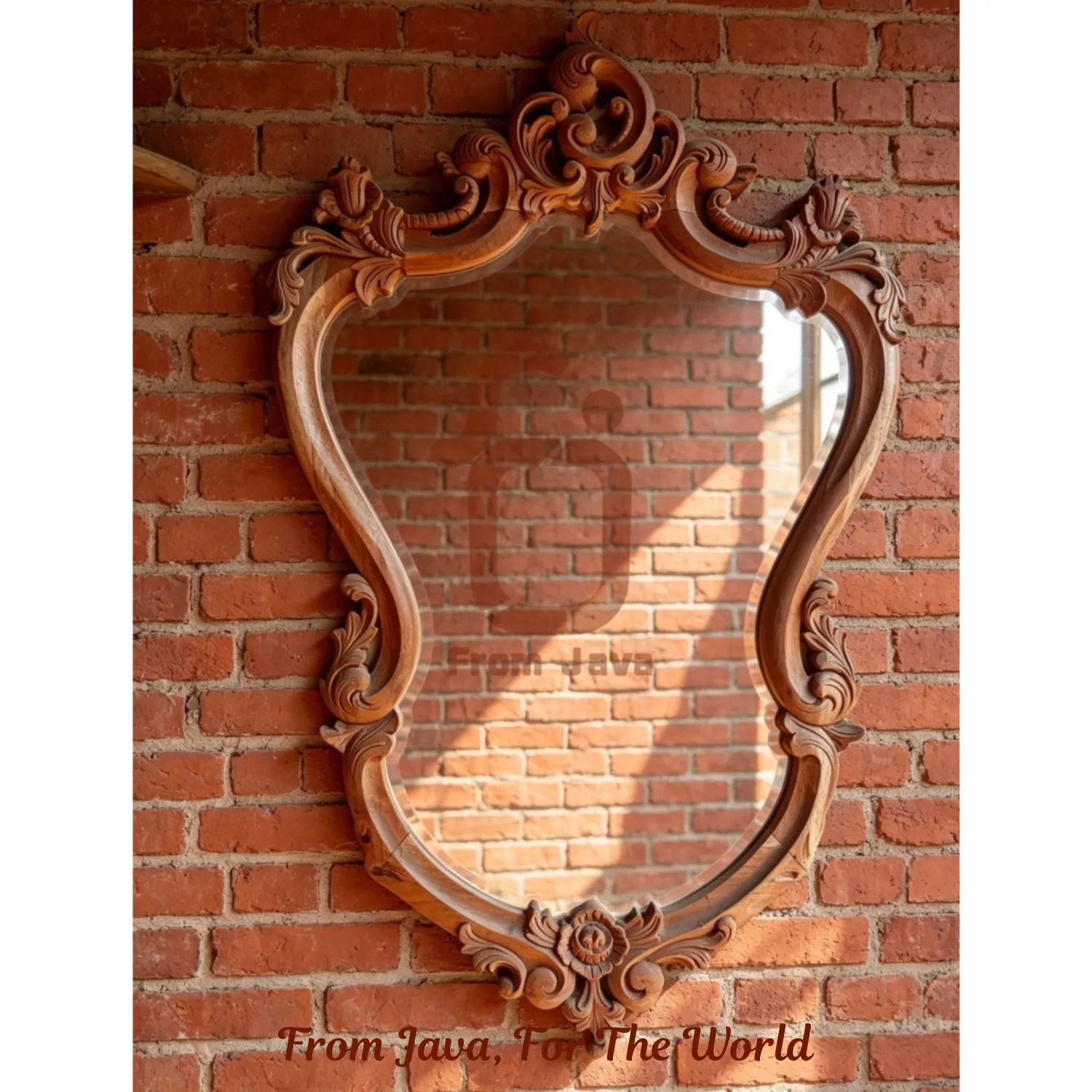 Hand-Carved Rococo Wooden Wall Mirror