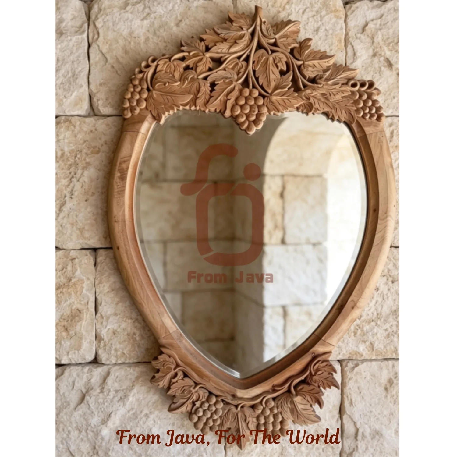 Hand-Carved Grape Vine Wooden Wall Mirror